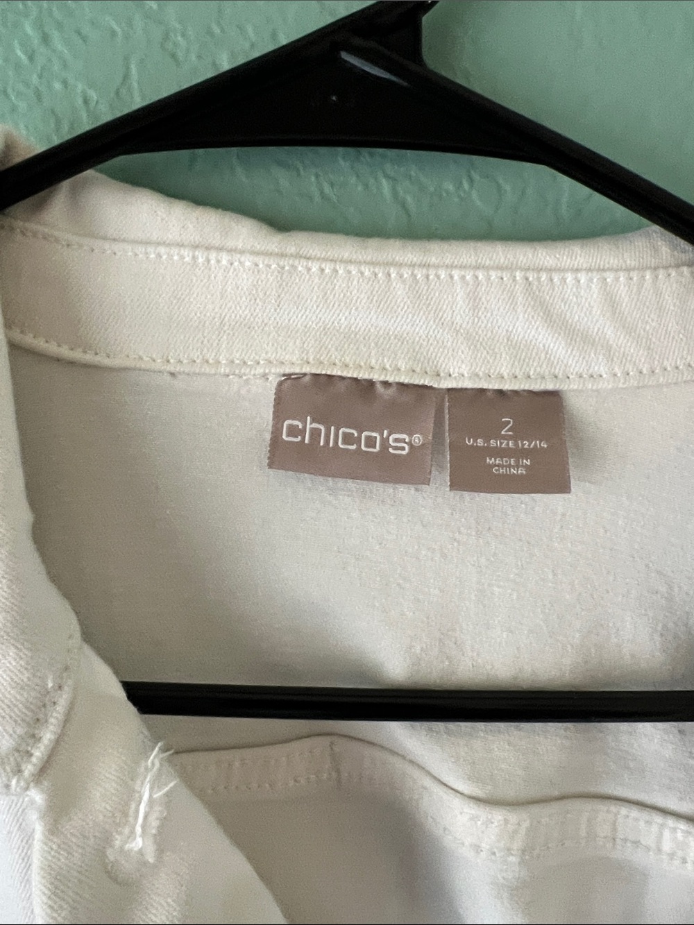 Chico's White Cropped Denim Jacket with Button Front - Picture 2 of 4